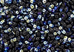 SuperDuo 2/5mm Two Hole Czech Glass Seed Beads - Jet Black AB SD752