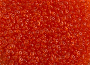 SuperDuo 2/5mm Two Hole Czech Glass Seed Beads - Hyacinth Orange Transparent SD762