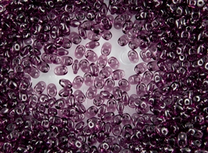 SuperDuo 2/5mm Two Hole Czech Glass Seed Beads - Amethyst Transparent SD765