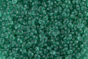 SuperDuo 2/5mm Two Hole Czech Glass Seed Beads - Emerald Green Matte SD767