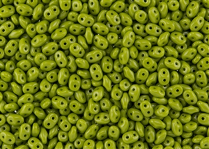 SuperDuo 2/5mm Two Hole Czech Glass Seed Beads - Opaque Olive SD800