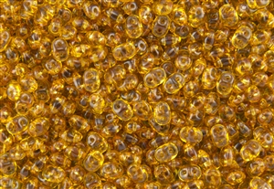 SuperDuo 2/5mm Two Hole Czech Glass Seed Beads - Topaz Transparent SD806