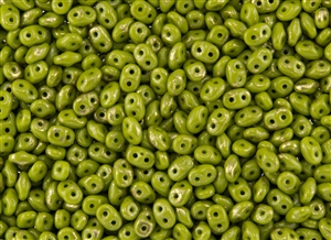 SuperDuo 2/5mm Two Hole Czech Glass Seed Beads - Opaque Olive Marbled Gold SD809