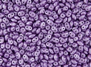 SuperDuo 2/5mm Two Hole Czech Glass Seed Beads - Pearlescent Lilac SD830