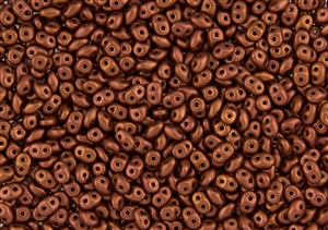 SuperDuo 2/5mm Two Hole Czech Glass Seed Beads - Burnt Orange Metallic Matte SD834