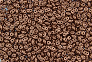 SuperDuo 2/5mm Two Hole Czech Glass Seed Beads - Bronze Copper Metallic Matte SD835