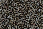 SuperDuo 2/5mm Two Hole Czech Glass Seed Beads - Antique Brass and Bronze Metallic Matte SD841