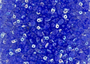 SuperDuo 2/5mm Two Hole Czech Glass Seed Beads - Sapphire Matte AB SD868