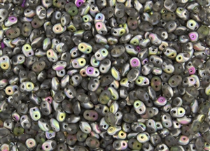 SuperDuo 2/5mm Two Hole Czech Glass Seed Beads - Black Diamond Matte Vitral SD871