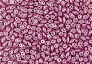 SuperDuo 2/5mm Two Hole Czech Glass Seed Beads - Pearlescent Pink SD876