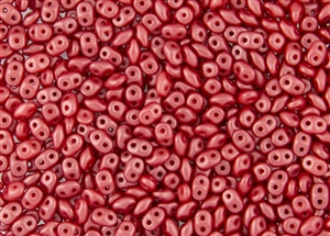 SuperDuo 2/5mm Two Hole Czech Glass Seed Beads - Pearlescent Coral Red SD882