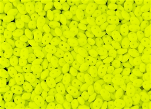 SuperDuo 2/5mm Two Hole Czech Glass Seed Beads - Bright Neon Yellow Matte SD886
