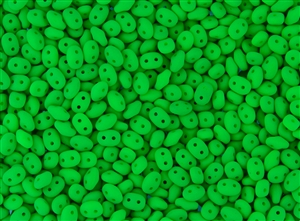 SuperDuo 2/5mm Two Hole Czech Glass Seed Beads - Neon Green Matte SD888