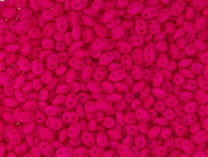 SuperDuo 2/5mm Two Hole Czech Glass Seed Beads - Neon Pink Matte SD889