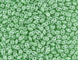 SuperDuo 2/5mm Two Hole Czech Glass Seed Beads - Pearlescent Spring Green SD899