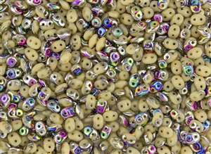 SuperDuo 2/5mm Two Hole Czech Glass Seed Beads - Opaque Beige Vitral SD913