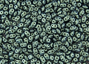 SuperDuo 2/5mm Two Hole Czech Glass Seed Beads - Aqua Teal Polychrome SD930