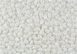 SuperDuo 2/5mm Two Hole Czech Glass Seed Beads - White Opaque Luster SD949