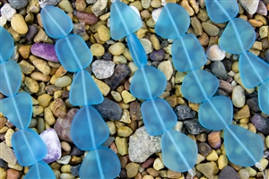 Strand of New 2013 Sea Glass Flat Freeform Beads - Pacific Blue