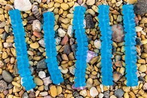 Strand of Sea Glass Button Freeform Beads - Pacific Blue