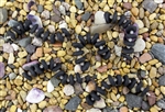 Strand of Sea Glass Button Freeform Beads w/Spacers - Jet Black