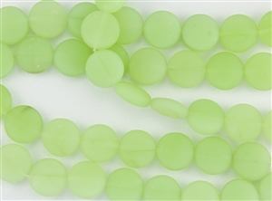 Strand of Sea Glass 12mm Puffed Coin Beads - Opaque Sea Foam