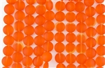Strand of Sea Glass 12mm Puffed Coin Beads - Tangerine / Orange