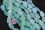 LONG Strand of Sea Glass Flat Freeform Beads - Mint Seafoam