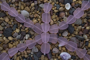 Strand of Sea Glass Flat Freeform Beads - Blossom Pink