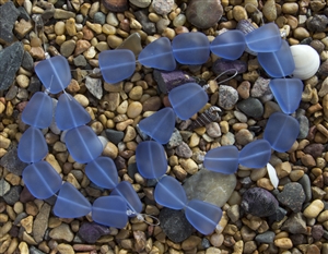 Strand of Sea Glass Flat Freeform Beads - Light Sapphire