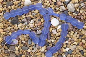 Strand of Sea Glass Flat Square Nugget Beads - Light Sapphire