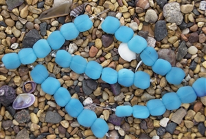 Strand of Sea Glass Flat Square Nugget Beads - Opaque Blue Opal