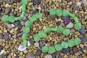 Strand of Sea Glass Flat Square Nugget Beads - Opaque Spring Green