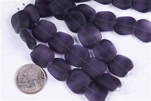 Strand of Sea Glass Flat Square Nugget Beads - Purple