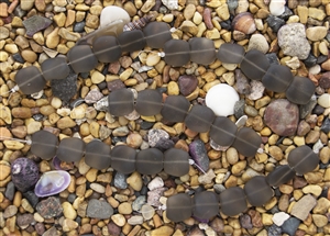 Strand of Sea Glass Flat Square Nugget Beads - Smoky Quartz Grey