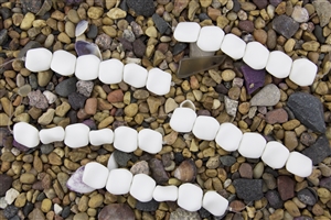 Strand of Sea Glass Flat Square Nugget Beads - White