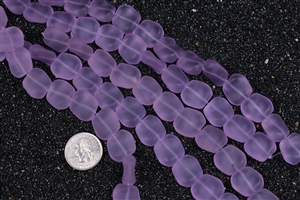 LONG Strand of Sea Glass Flat Square Nugget Beads - Periwinkle