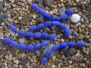 Strand of Sea Glass Nugget Beads - Blue Opaque