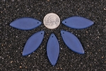 5 x Beach Sea Glass Marquise Pendant Beads 48x19mm - Cobalt Blue