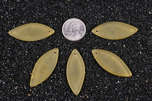 5 x Beach Sea Glass Marquise Pendant Beads 48x19mm - Desert Gold
