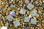 6 x Beach Sea Glass Curved Pendant Beads Flat Square 17.5mm - Coke-Cola Bottle Pale Green
