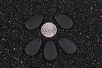 5 x Beach Sea Glass Pebble Pendant Beads 33x20mm - Black
