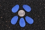 5 x Beach Sea Glass Pebble Pendant Beads 33x20mm - Opaque Blue
