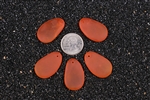 5 x Beach Sea Glass Pebble Pendant Beads 33x20mm - Tangerine