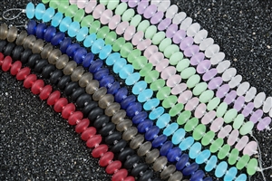 Strand of Sea Glass 12x5mm Rondelle Beads - You PICK the COLOR