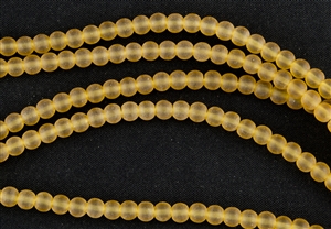 Strand of Sea Glass 4mm Round Beads - Amber
