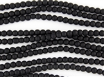 Strand of Sea Glass 4mm Round Beads - Jet Black Opaque