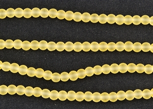 Strand of Sea Glass 4mm Round Beads - Desert Gold