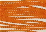 Strand of Sea Glass 4mm Round Beads - Light Hyacinth Orange