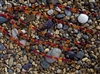 Strand of Sea Glass 4mm Round Beads - Black Red Orange Mix